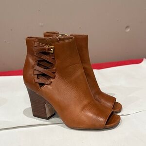 Lauren Ralph Lauren Tan Peep-Toe Ankle Booties
